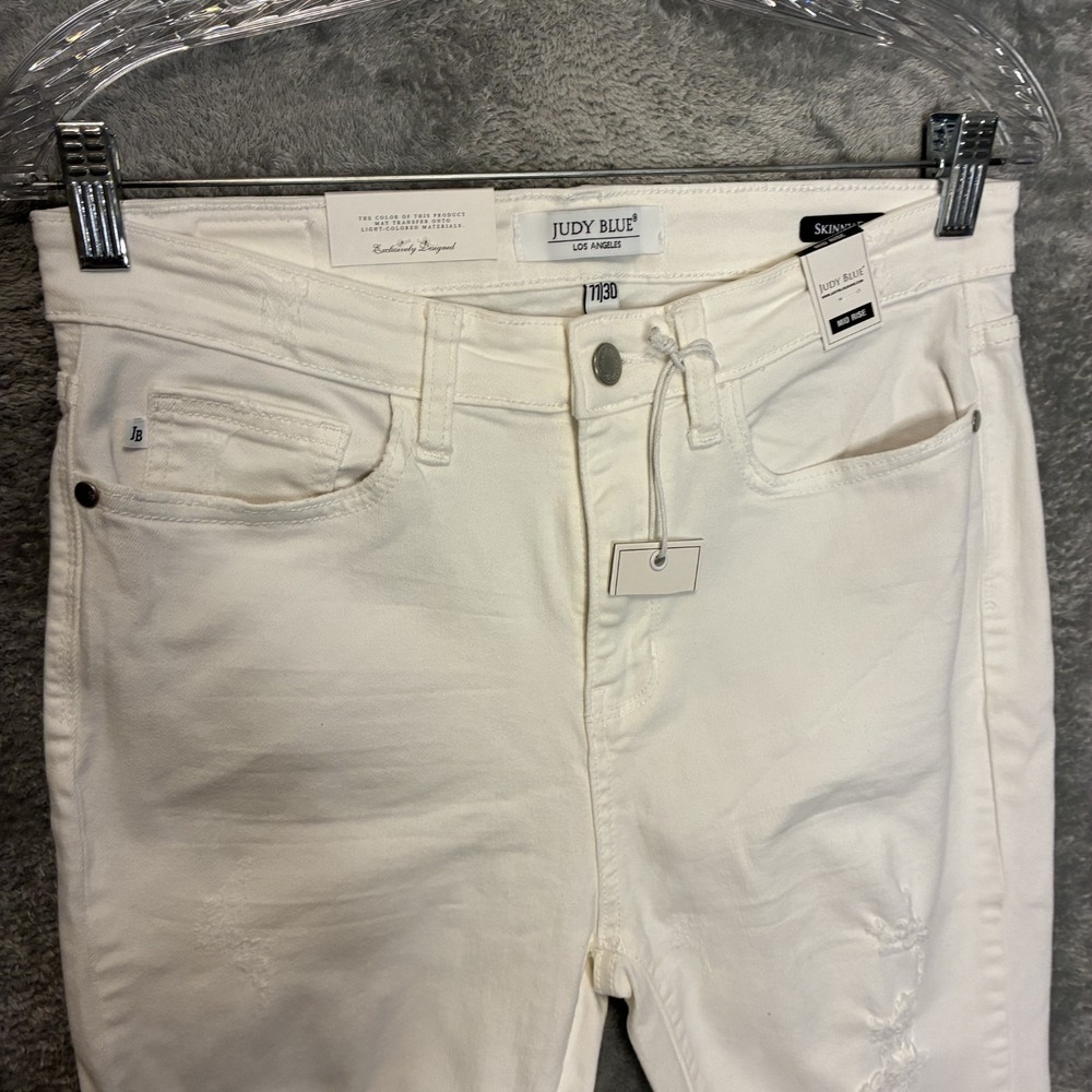 Judy Blue Womens Mid Rise Destroyed Skinny Jeans 11/30 Stretch 2010s Tumblr Edgy